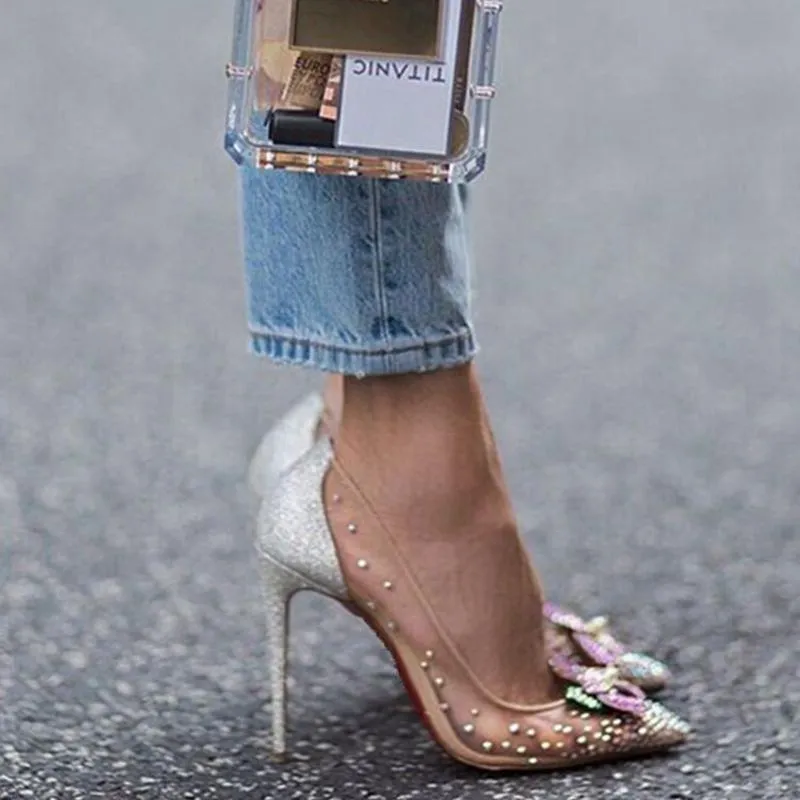BlingBling Floral Mesh Pumps Woman Summer Stiletto