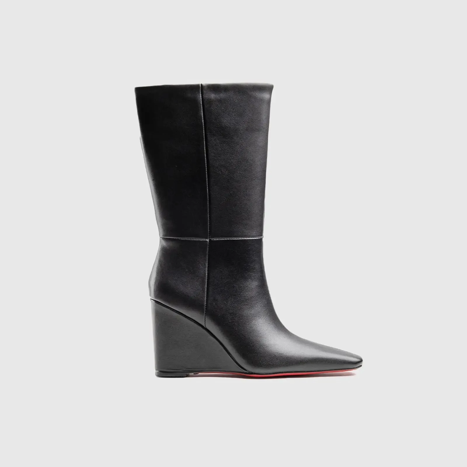 Leather Wedge Boots Black Lar004
