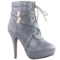 Strap Buckles Zip High Heel Platform Ankle Boots