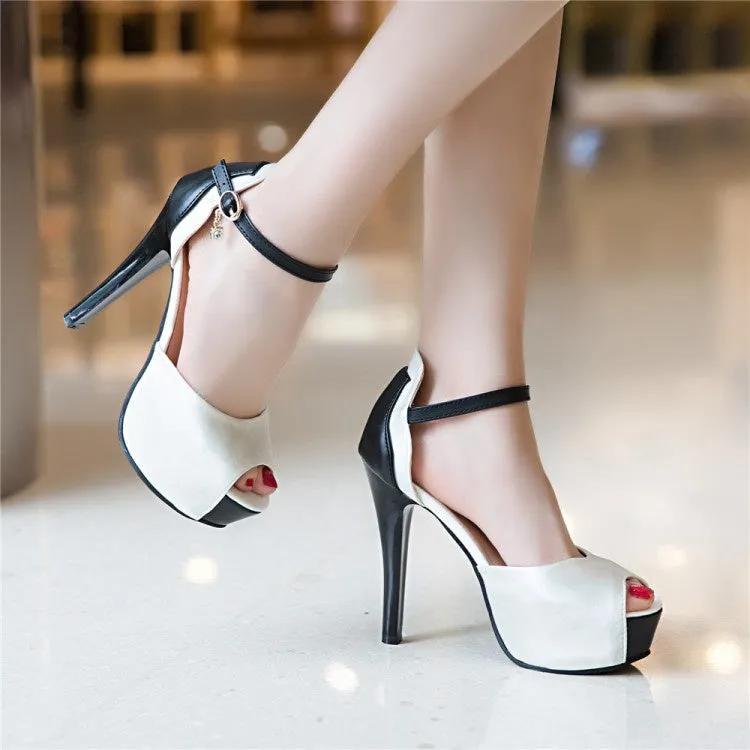 Women's Buckle High Heel Platform Sandals